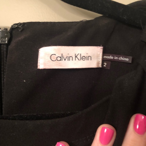 Calvin Klein Black Dress with Ruffle Shoulder - Picture 3 of 4